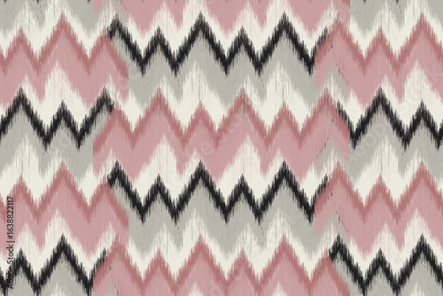 Abstract ikat pattern for seamless ethnic art in tribal and folk style. Print Aztec geometric ornament. Geometric pattern seamless color oriental.Design for fabric, carpet, wallpaper, clothing.