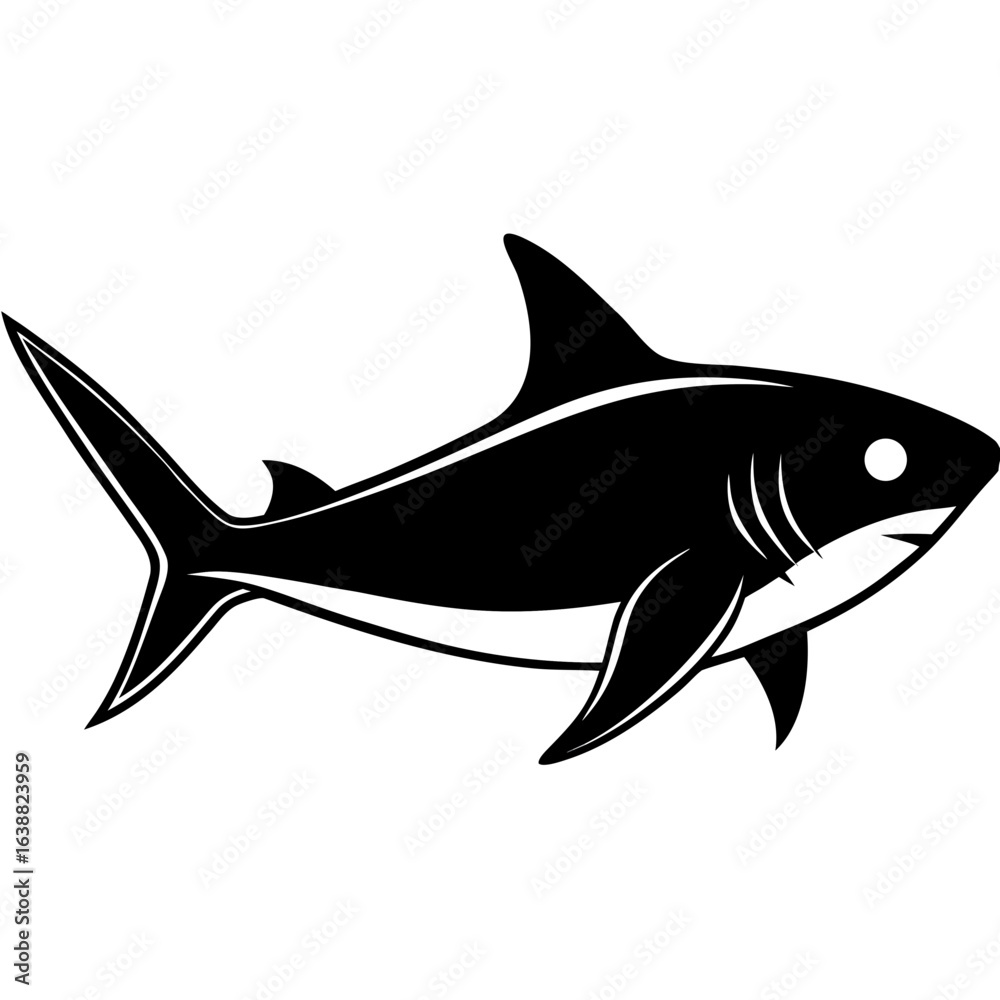 Fototapeta premium Black Shark Vector Logo Sleek, Clean Symbol for Marine and Gaming Brands