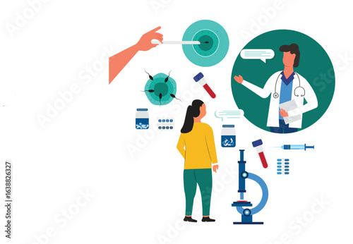 Doctor and women discussing in Vitro fertilization assisted reproductive technology concept