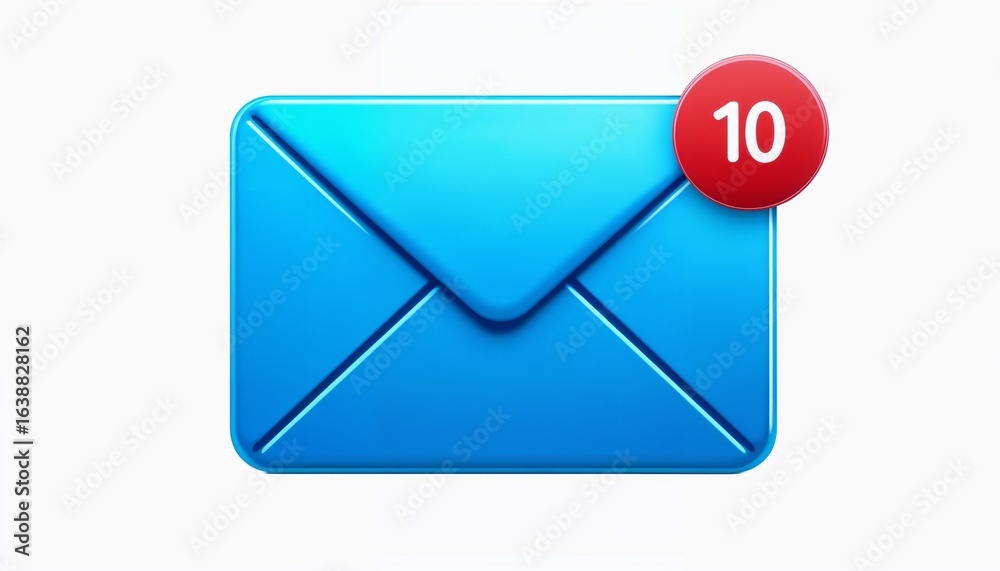 Blue envelope icon with unread message notification badge Blue envelope icon with unread message notification badge