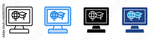 Elearning icon set multiple style collection