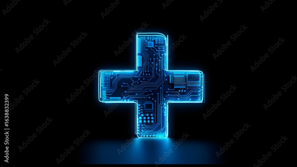 Fototapeta premium Digital Medical Cross Technology