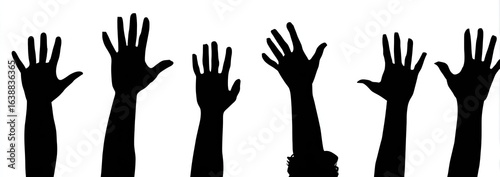 Silhouettes of raised hands (3)
