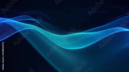 Blue Neon Glowing Stripes,dots,lines,curves, abstract Motion Background