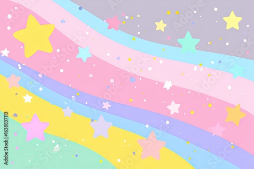 Pastel rainbow stripes with stars and confetti (1)