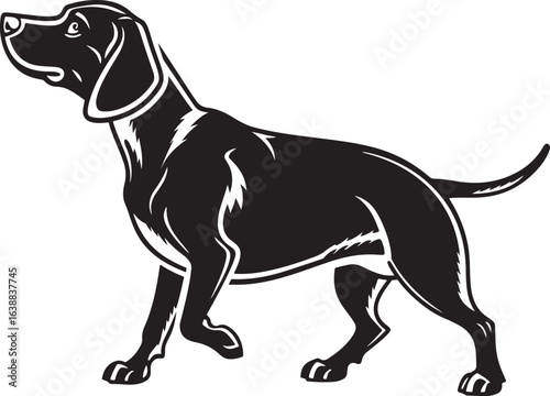 Black Beagle dog walking profile silhouette with floppy ears
