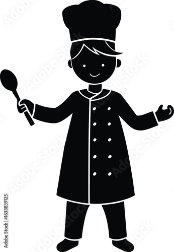 child pretending to be a chef on white background.eps