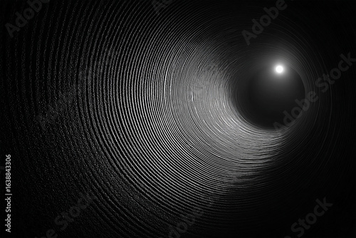 Abstract view of a circular tunnel illuminated by light, creating a sense of depth and mystery