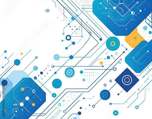 Abstract Geometric Design With Blue And Yellow Shapes