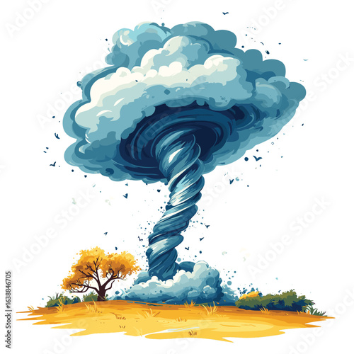 Tornado storm isolated on white background, vector style simple color