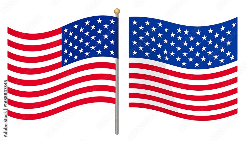 Fototapeta premium Two American flags waving