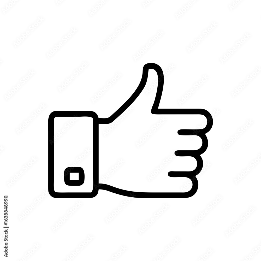 Outline drawing of a thumbs up hand gesture in black Outline drawing of a thumbs up hand gesture in black