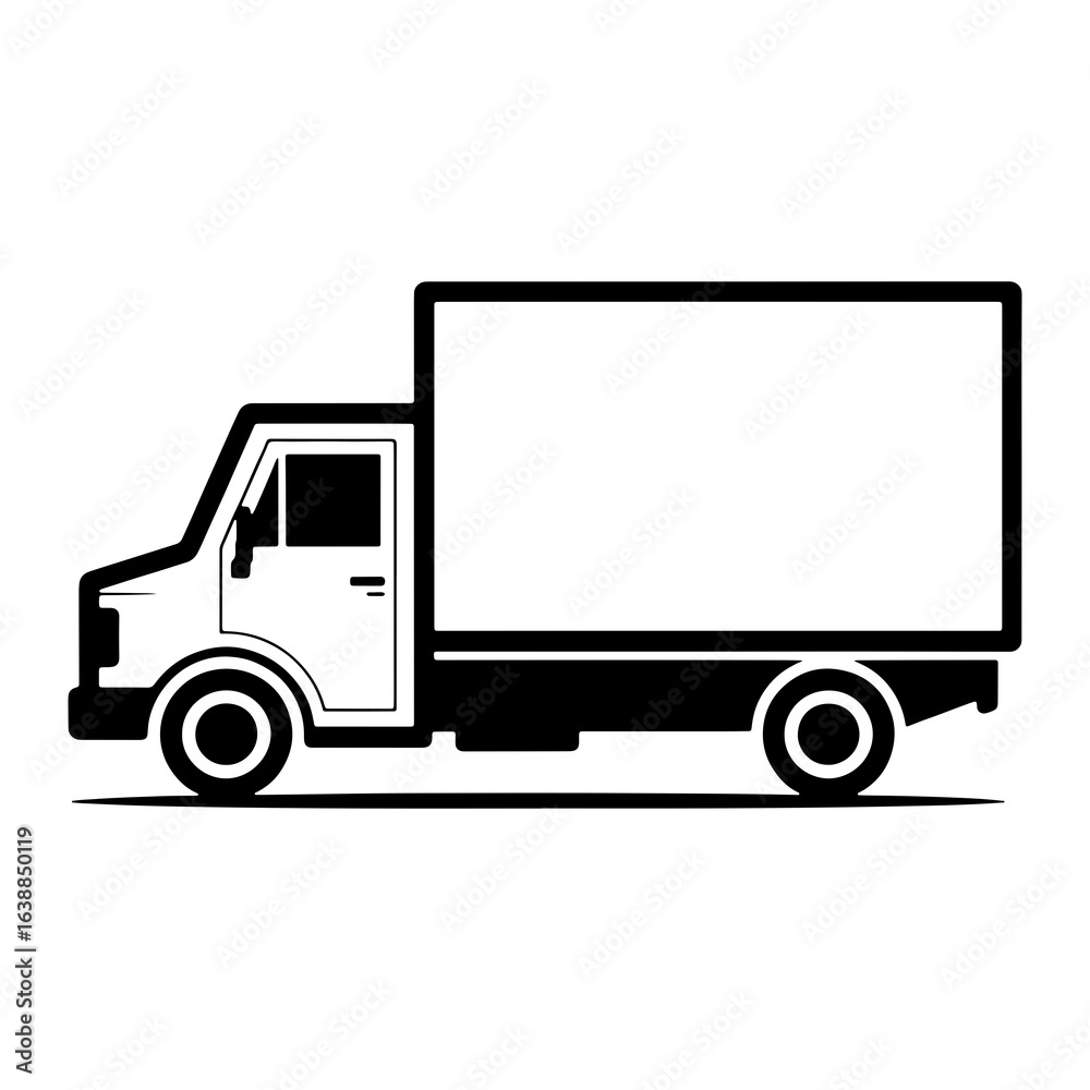 Fototapeta premium Black and white truck illustration vehicle transport
