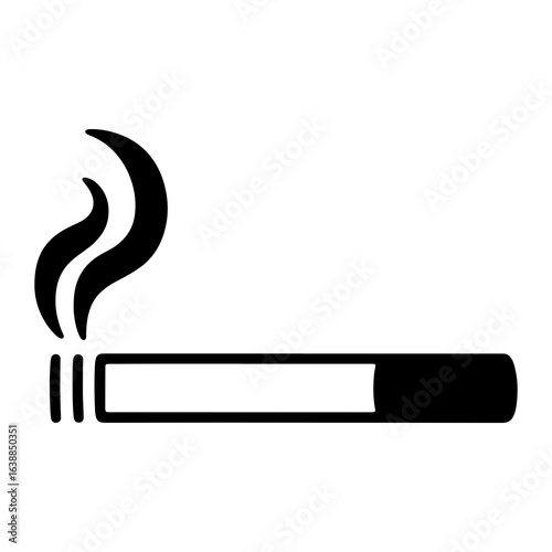 Black cigarette with white filter and smoke smoking