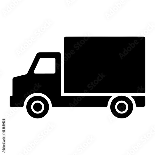 Black delivery truck silhouette transport vehicle