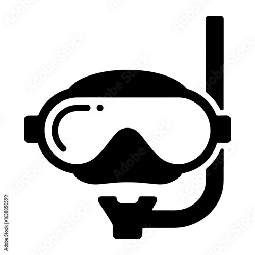 Black diving mask and snorkel icon scuba gear water sport