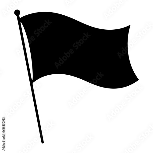 Black flag waving on pole waving flag pole