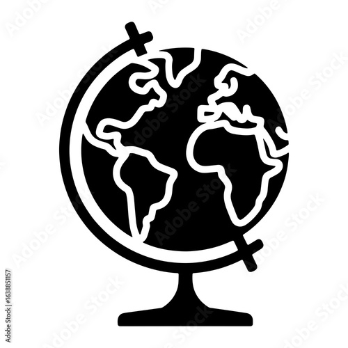 Black globe on stand world earth