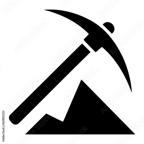 Black pickaxe striking mountain strike white