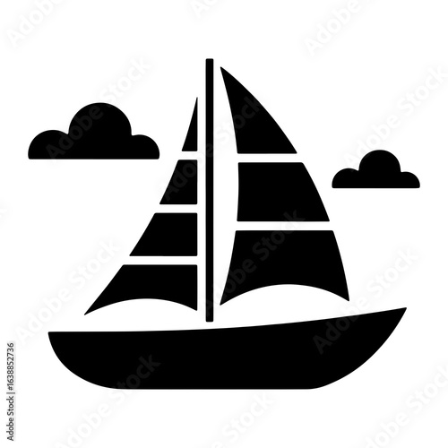 Black sailboat with clouds sailing watercraft
