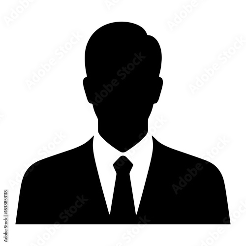Black silhouette of a man in a suit and tie male person