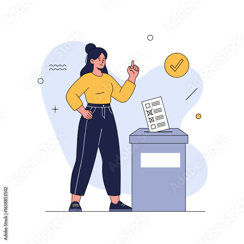 Young woman casts her vote at a polling station during elections