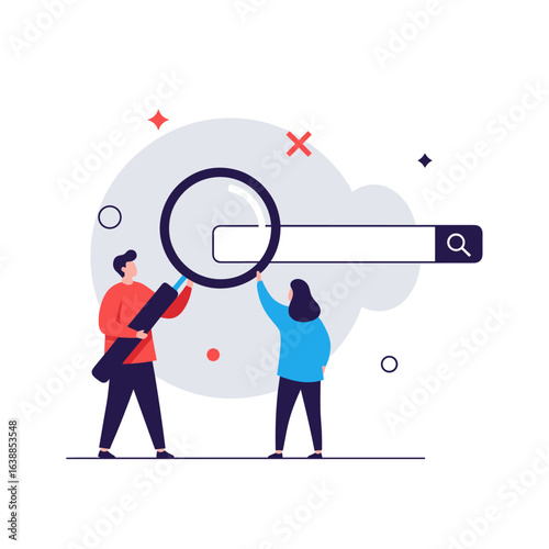 Discovering information through online search engines and magnifying glasses