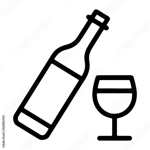Bottle and glass icon drink beverage