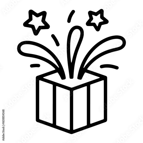 Gift box with bursting stars present celebration