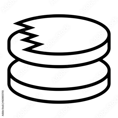 Stacked discs with jagged edge abstract black and white