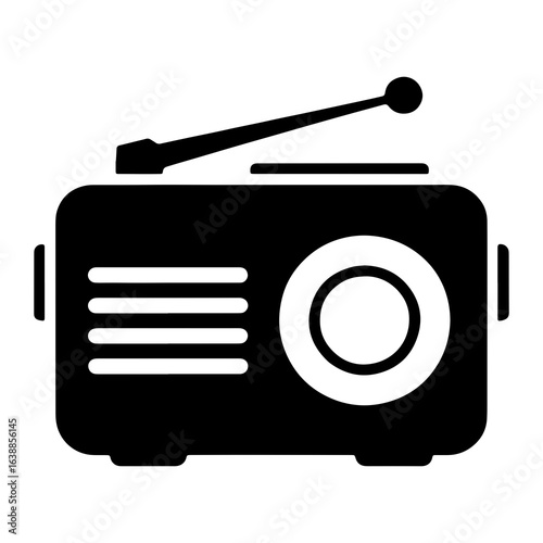 Vintage radio with antenna and speaker retro audio