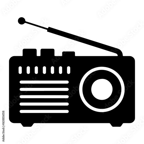 Vintage radio with antenna and speaker retro radio