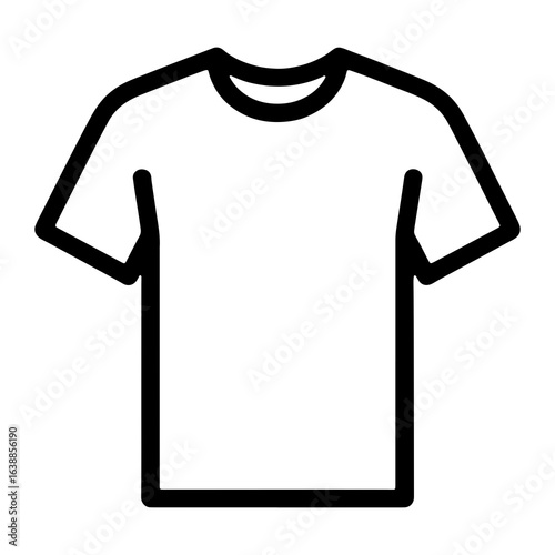 Essential Tee Silhouette: A minimalist black line illustration of a simple t-shirt design, showcasing its classic shape and versatile appeal.