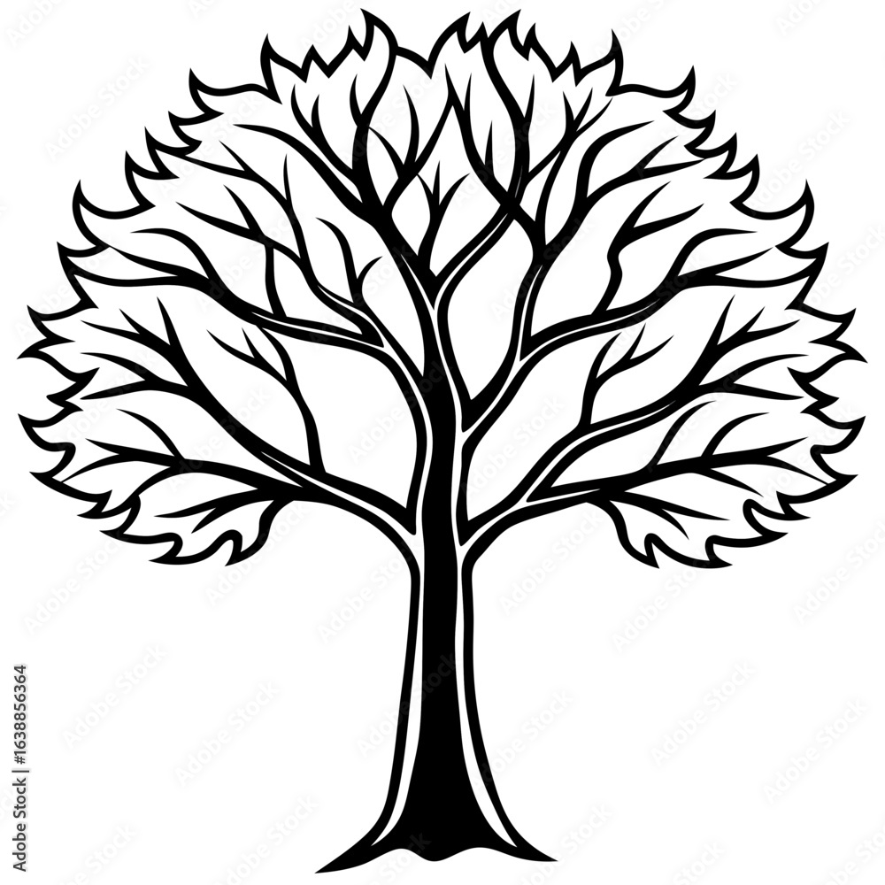 Fototapeta premium Minimalist Tree Vector Black Silhouette Nature Illustration