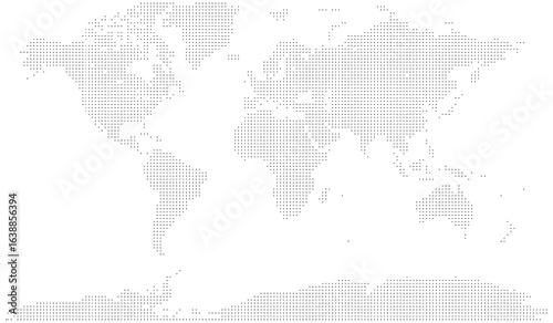 Digital square shape dotted vector world map focusing a fantastic solution for travel websites. The unique square shape dot map design showing a great way to showcase a world travel blog.