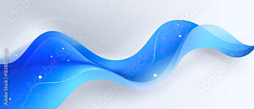 Abstract flowing blue waves on a white background