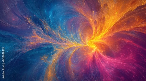 Colorful Abstract Swirl Pattern in Vibrant Blue and Orange Shades