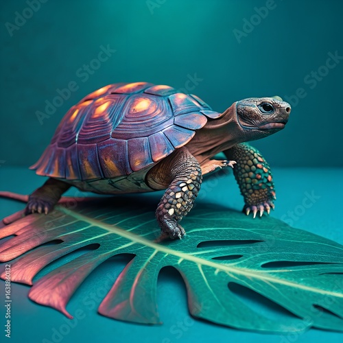 Digital Art of a Fantasy Tortoise with Vibrant Specks