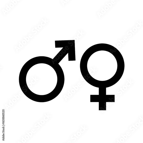 Simple black male and female gender symbols on white background.