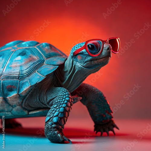 Surreal Reptile Art Speckled Tortoise with Glowing Details
