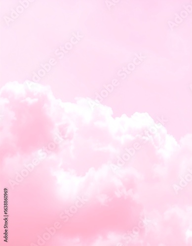 Fototapeta Naklejka Na Ścianę i Meble -  Soft pink sky with fluffy white clouds
