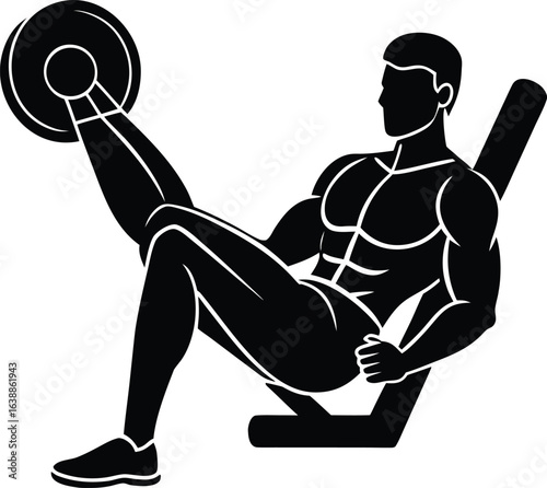 fitness man doing leg press on white background.eps