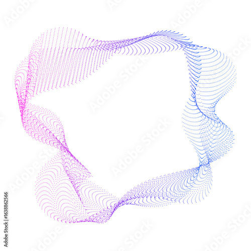 A set of multicolored neon sound dot waves. Sound curve, radial spectrum. Digital equalizer. Colorful template for music banner, cover, poster, flyer, ads, social media. vector illustration