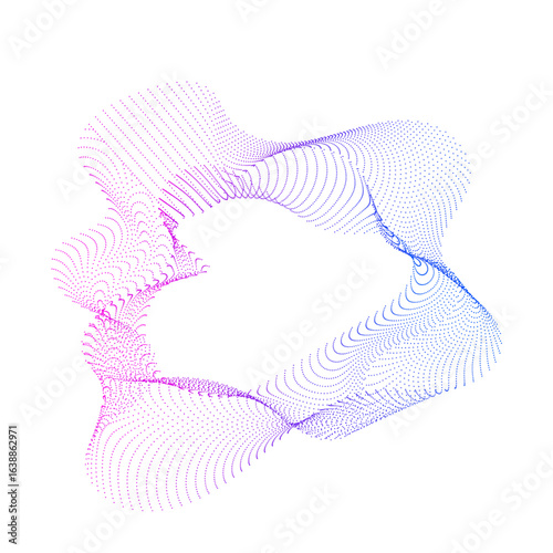A set of multicolored neon sound dot waves. Sound curve, radial spectrum. Digital equalizer. Colorful template for music banner, cover, poster, flyer, ads, social media. vector illustration