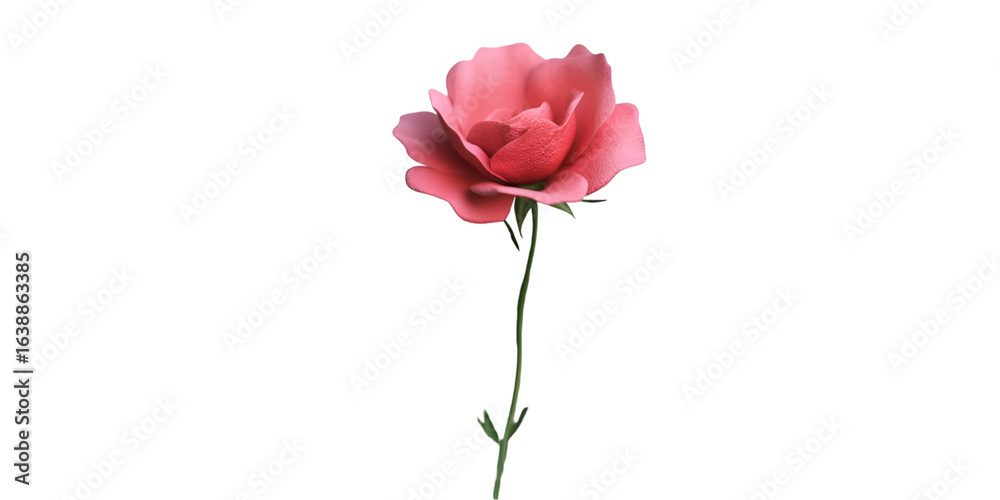 Fototapeta premium Wild Rose with Bushy Leaves and Flowers Isolated on Transparent Background