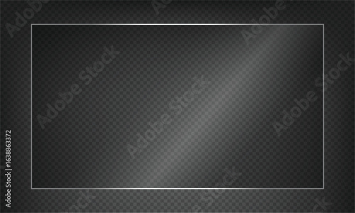 16:9 vector image of a mirror reflection, suitable for application on glass, plastic, or acrylic window surfaces. Offers a glossy, luminous appearance with bright highlights and transparency. 