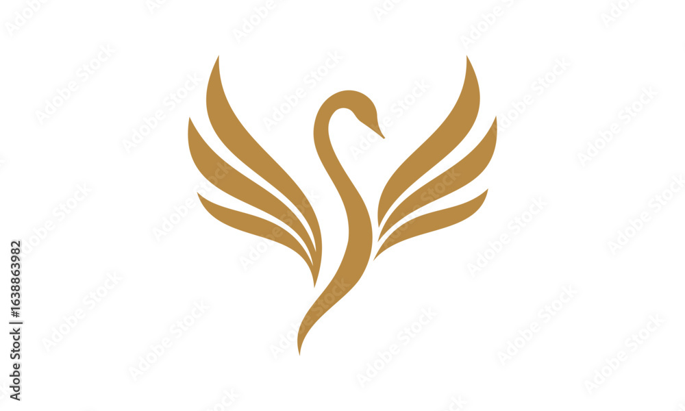 Elegant Golden Swan Logo Elegant Golden Swan Logo