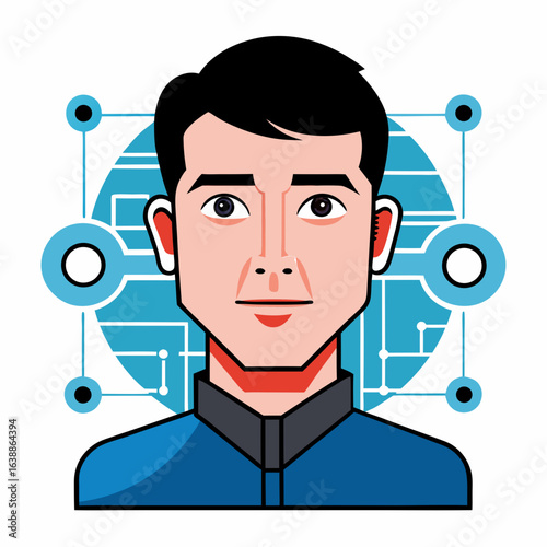 Modern man connected to digital network and technology