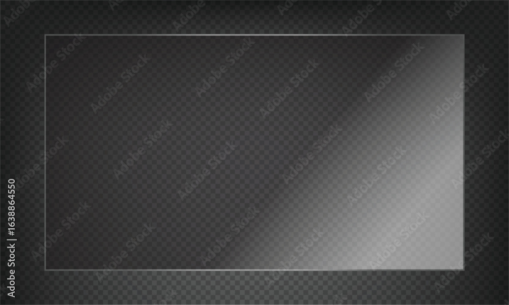 16:9 vector image of a mirror reflection, suitable for application on glass, plastic, or acrylic window surfaces. Offers a glossy, luminous appearance with bright highlights and transparency. 
