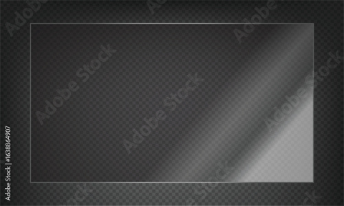16:9 vector image of a mirror reflection, suitable for application on glass, plastic, or acrylic window surfaces. Offers a glossy, luminous appearance with bright highlights and transparency. 